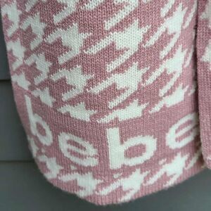Bebe Pinkish and White Logo Acrylic Scarf